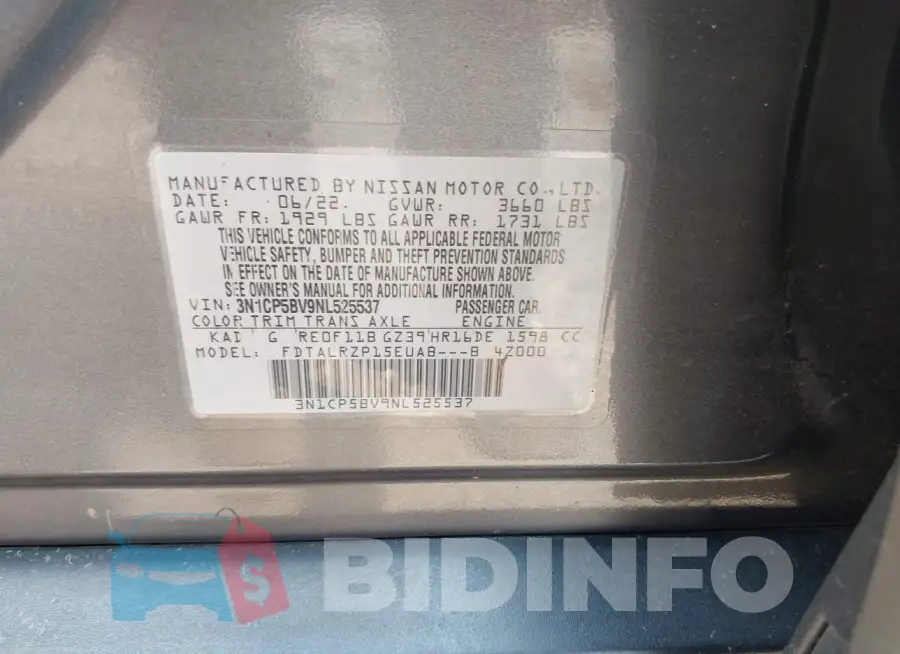 3N1CP5BV9NL525537 Photo# 9