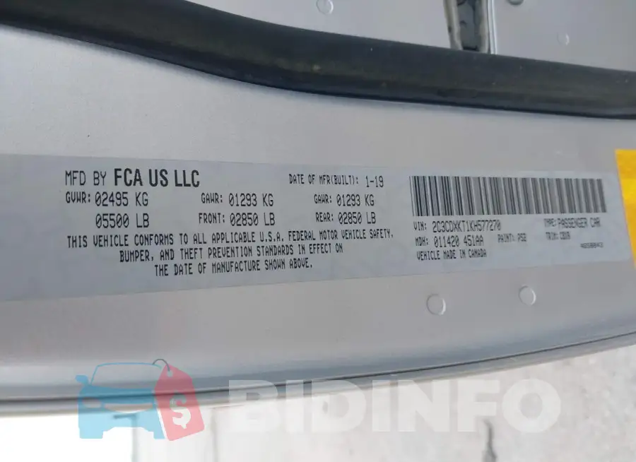 2C3CDXKT1KH577270 Photo# 9
