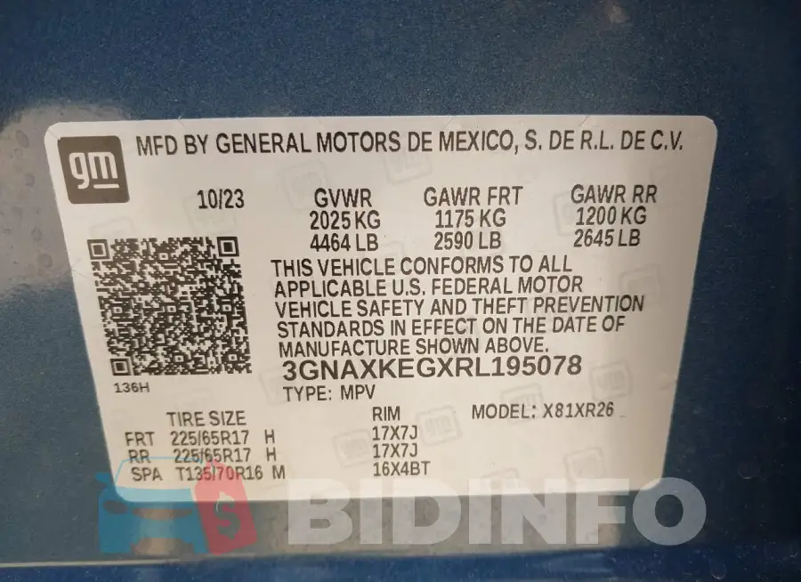 3GNAXKEGXRL195078 Photo# 9