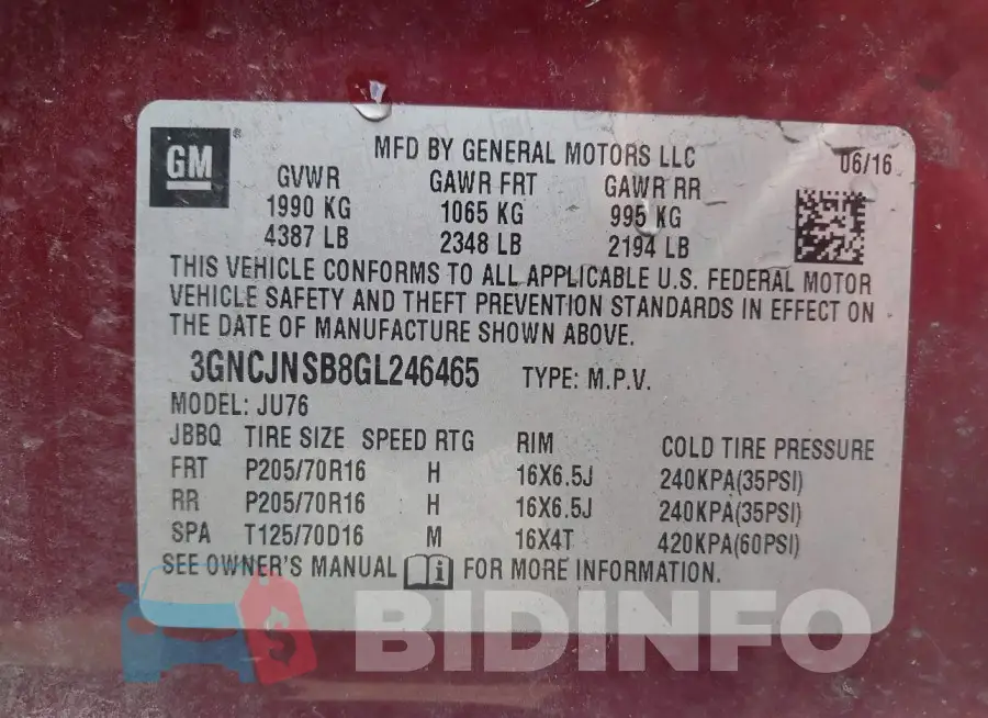 3GNCJNSB8GL246465 Photo# 9