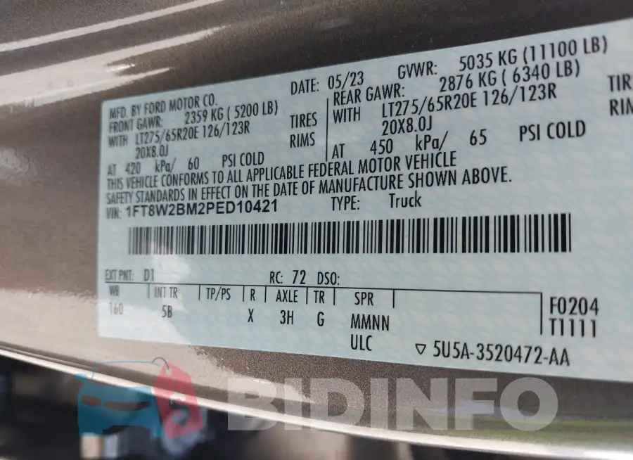 1FT8W2BM2PED10421 Photo# 9