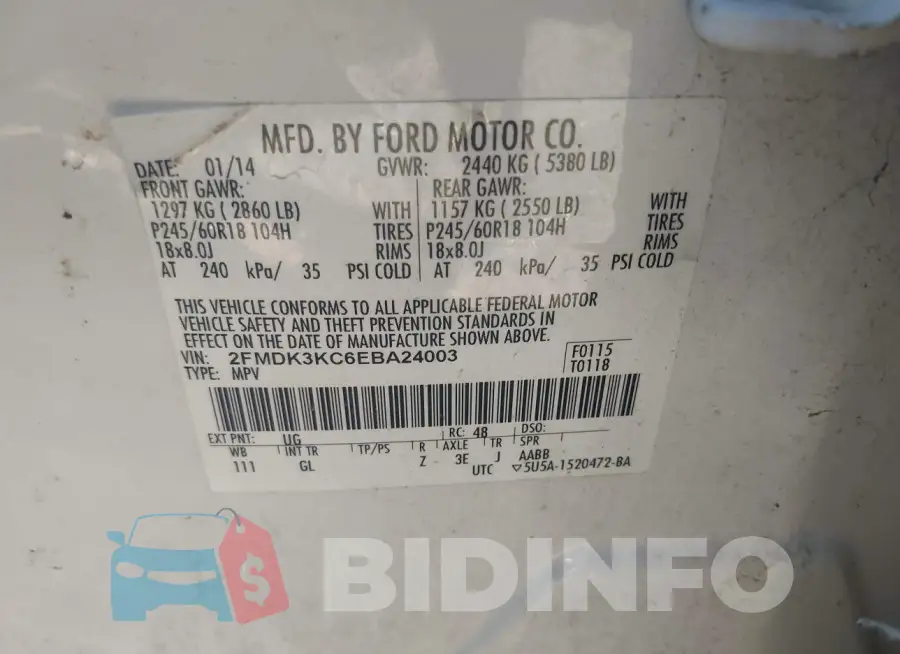 2FMDK3KC6EBA24003 Photo# 9