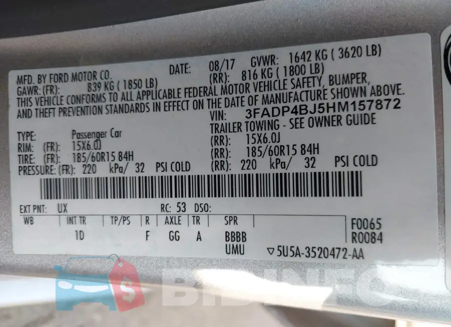 3FADP4BJ5HM157872 Photo# 9