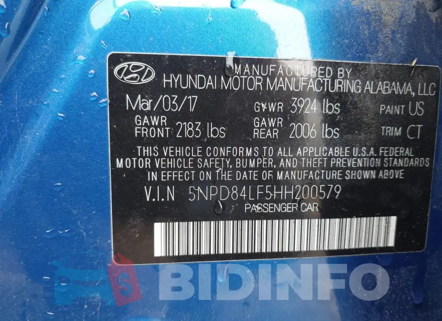 5NPD84LF5HH200579 Photo# 9