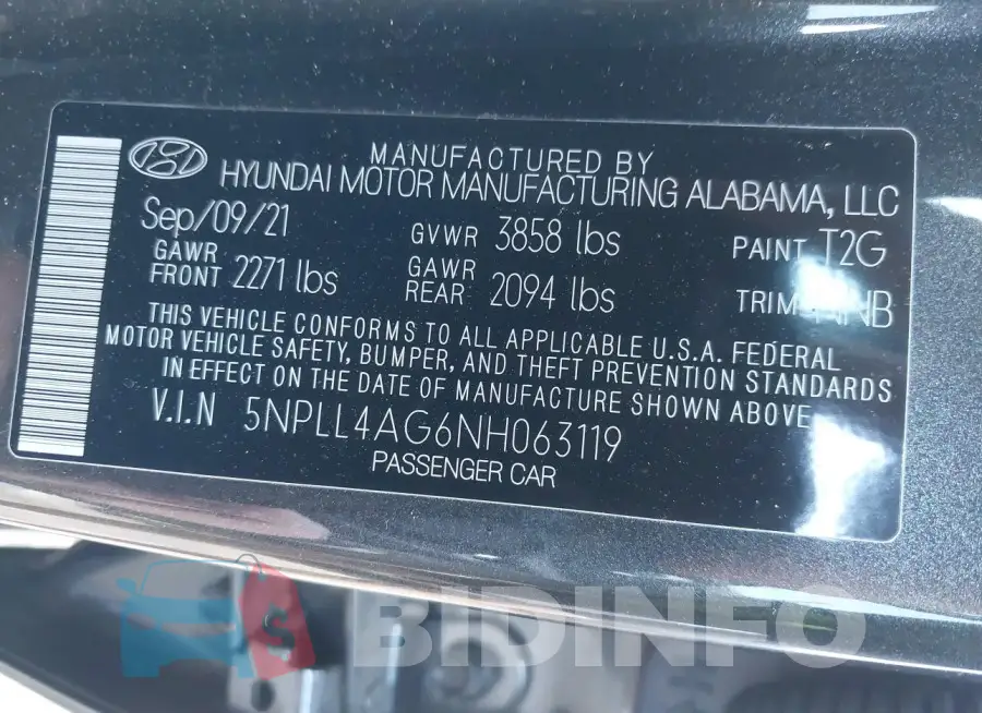 5NPLL4AG6NH063119 Photo# 9