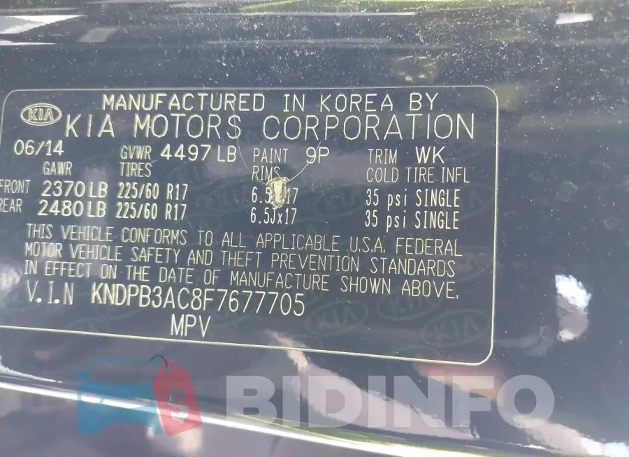 KNDPB3AC8F7677705 Photo# 9