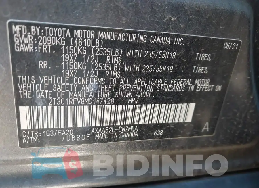 2T3C1RFV8MC147428 Photo# 9