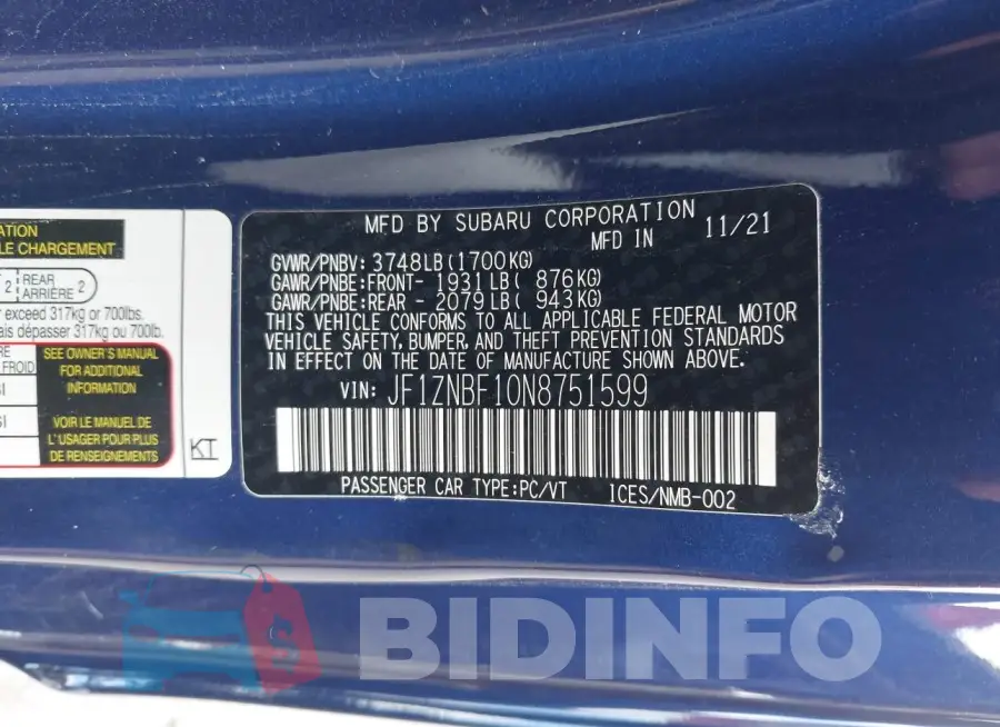 JF1ZNBF10N8751599 Photo# 9