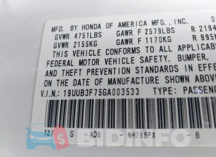 19UUB3F75GA003533 Photo# 9