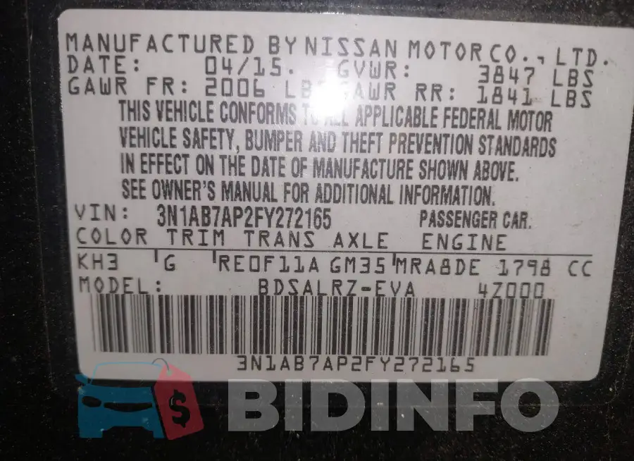 3N1AB7AP2FY272165 Photo# 9
