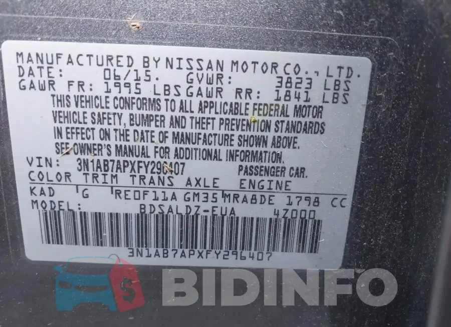 3N1AB7APXFY296407 Photo# 9