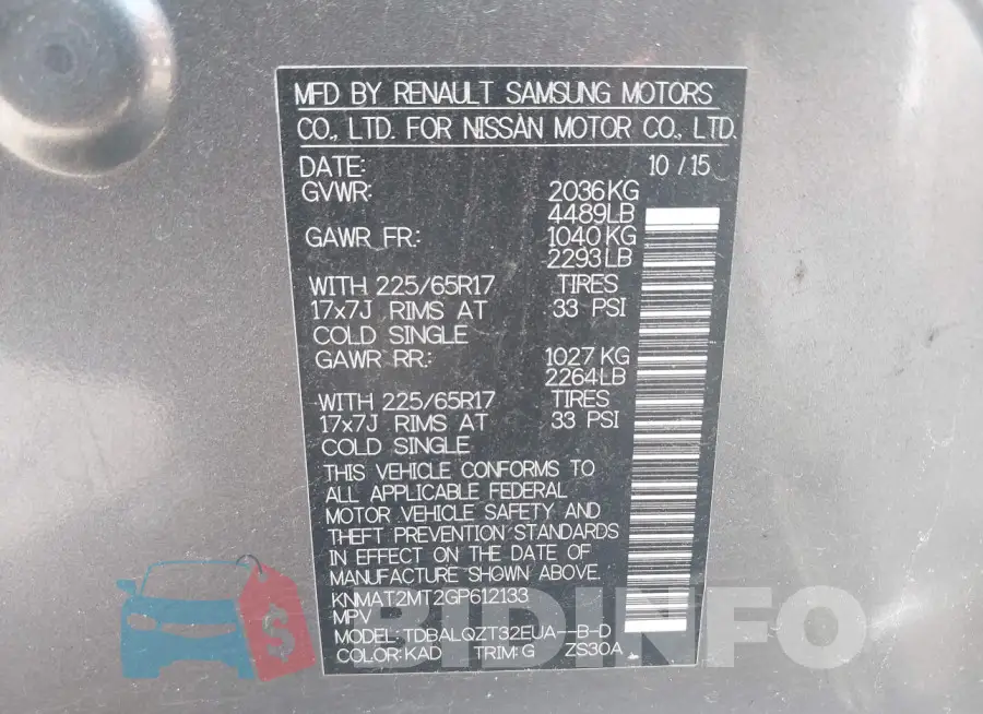 KNMAT2MT2GP612133 Photo# 9