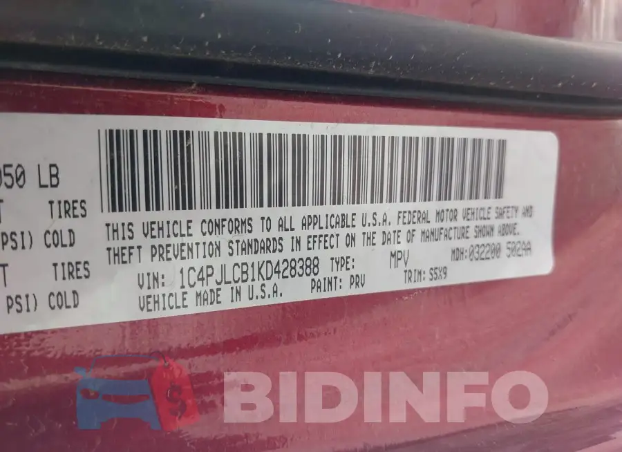 1C4PJLCB1KD428388 Photo# 9