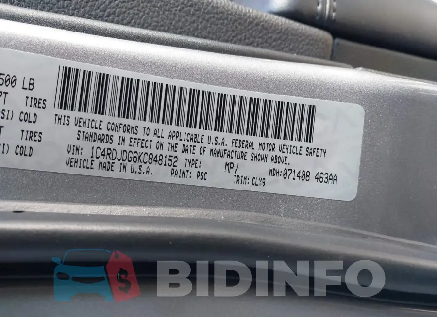 1C4RDJDG6KC848152 Photo# 9
