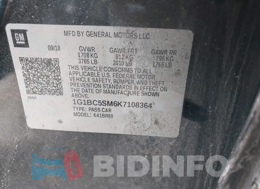 1G1BC5SM6K7108364 Photo# 9
