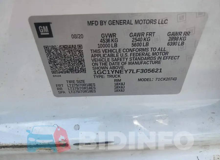 1GC1YNEY7LF305621 Photo# 9