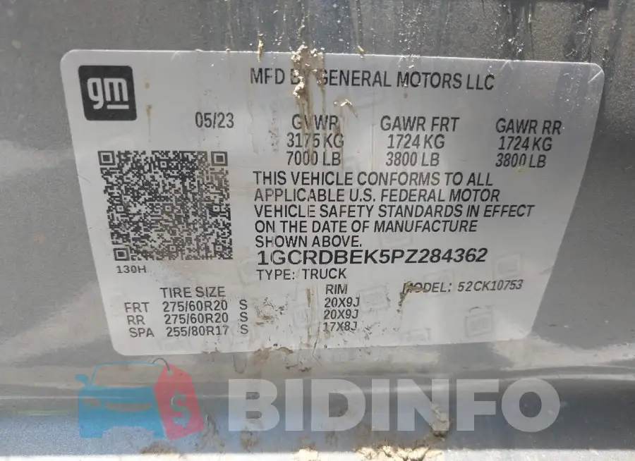 1GCRDBEK5PZ284362 Photo# 9