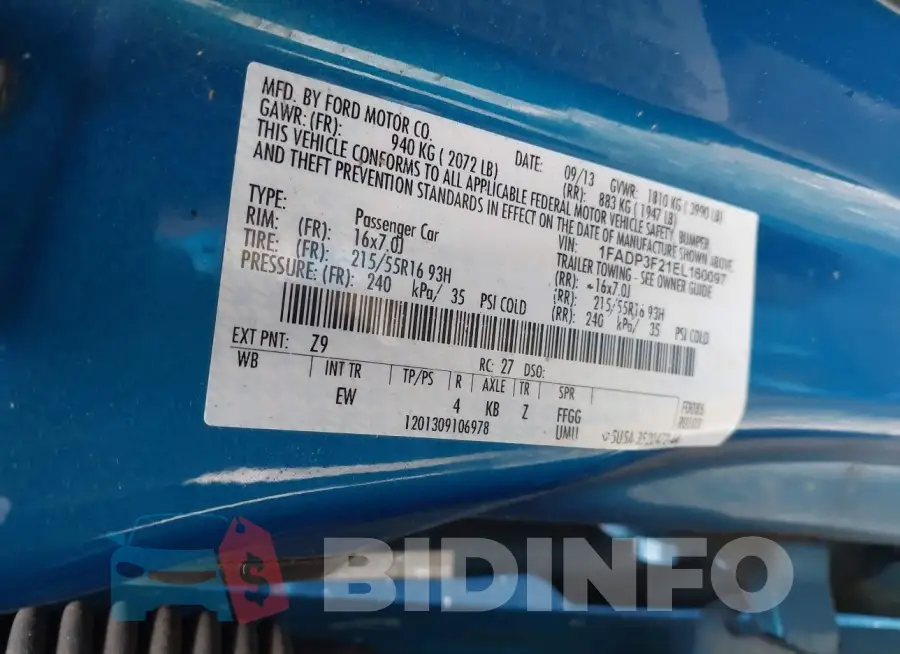 1FADP3F21EL160097 Photo# 9