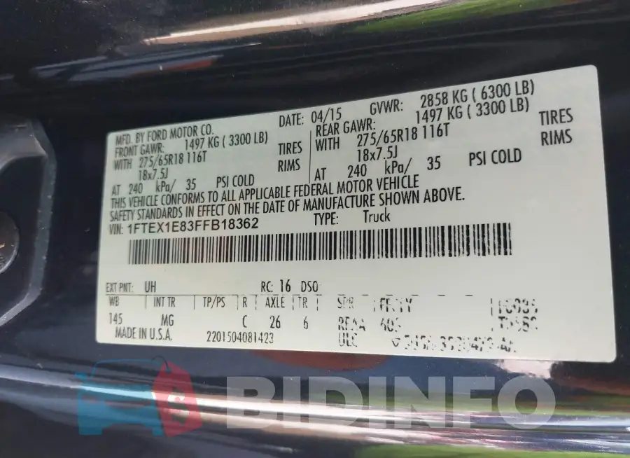 1FTEX1E83FFB18362 Photo# 9