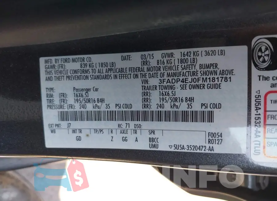 3FADP4EJ0FM181781 Photo# 9