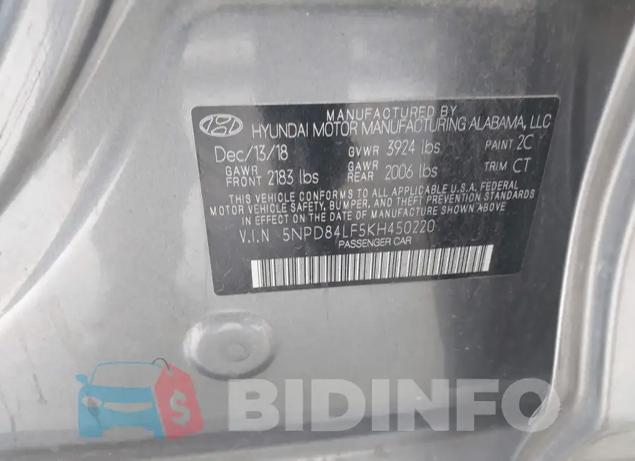 5NPD84LF5KH450220 Photo# 9
