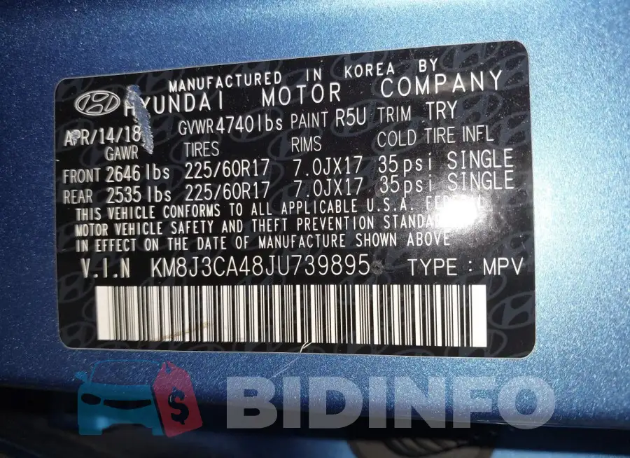 KM8J3CA48JU739895 Photo# 9