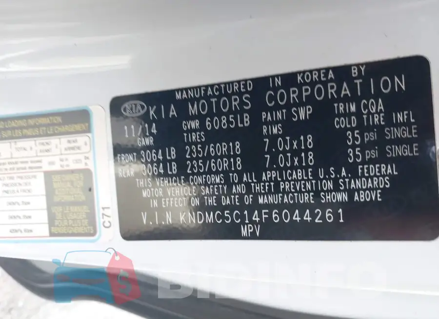 KNDMC5C14F6044261 Photo# 9