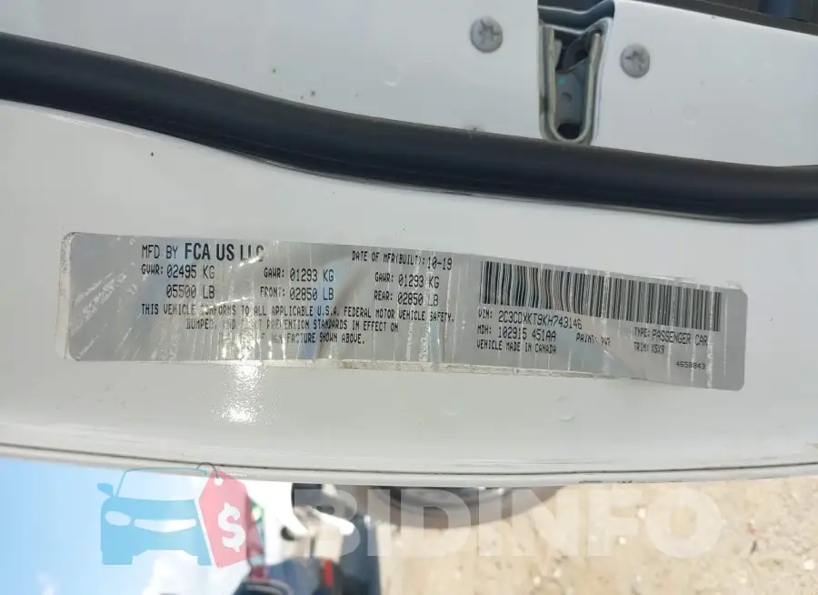 2C3CDXKT9KH743146 Photo# 9