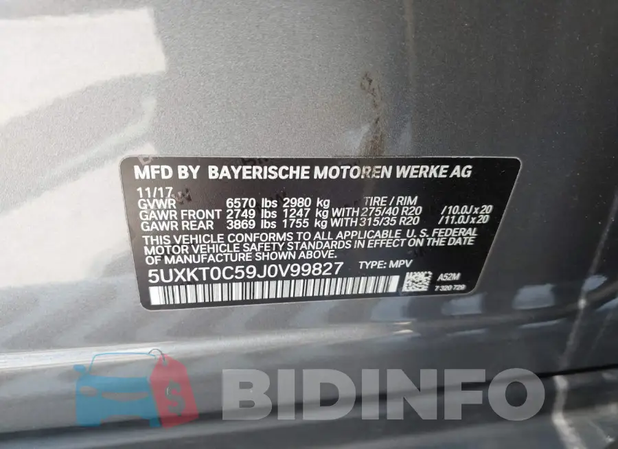 5UXKT0C59J0V99827 Photo# 9