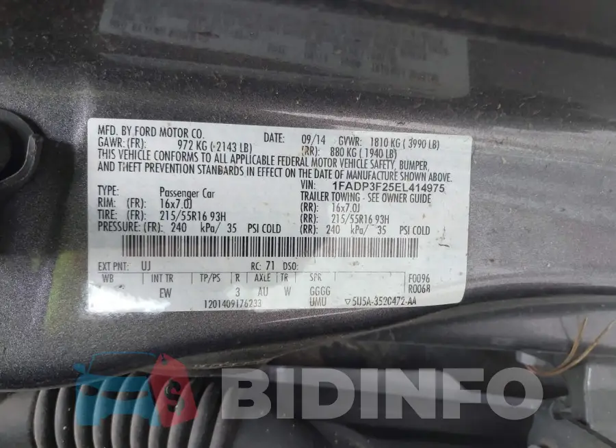 1FADP3F25EL414975 Photo# 9