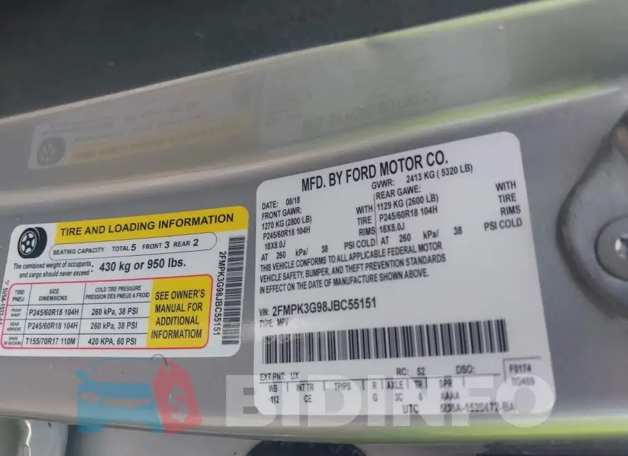 2FMPK3G98JBC55151 Photo# 9