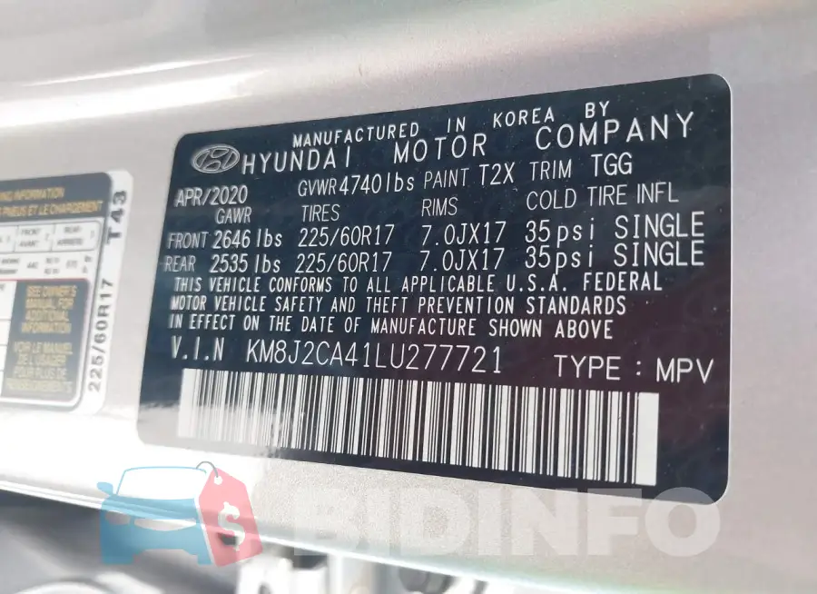 KM8J2CA41LU277721 Photo# 9
