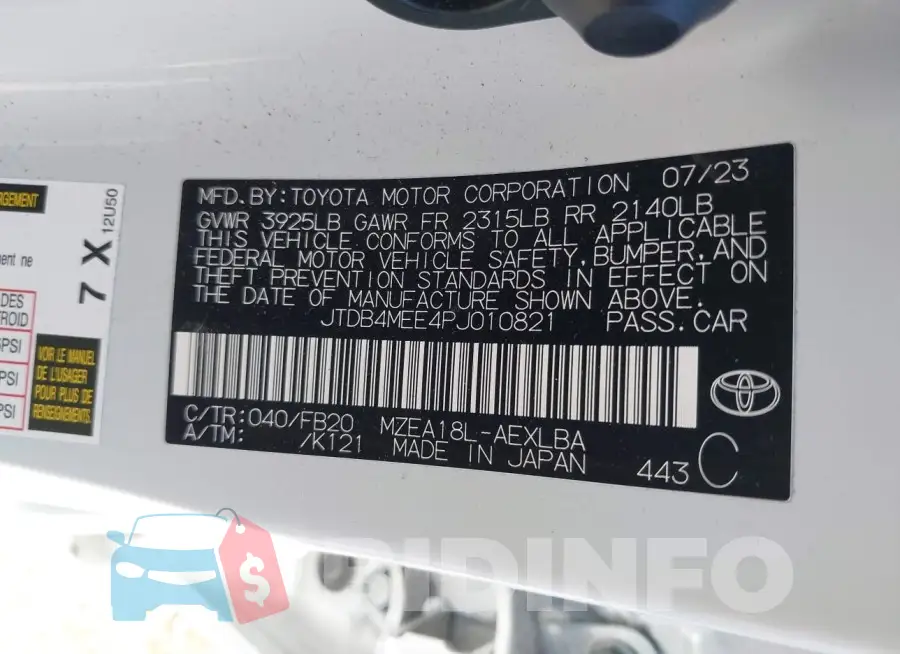 JTDB4MEE4PJ010821 Photo# 9