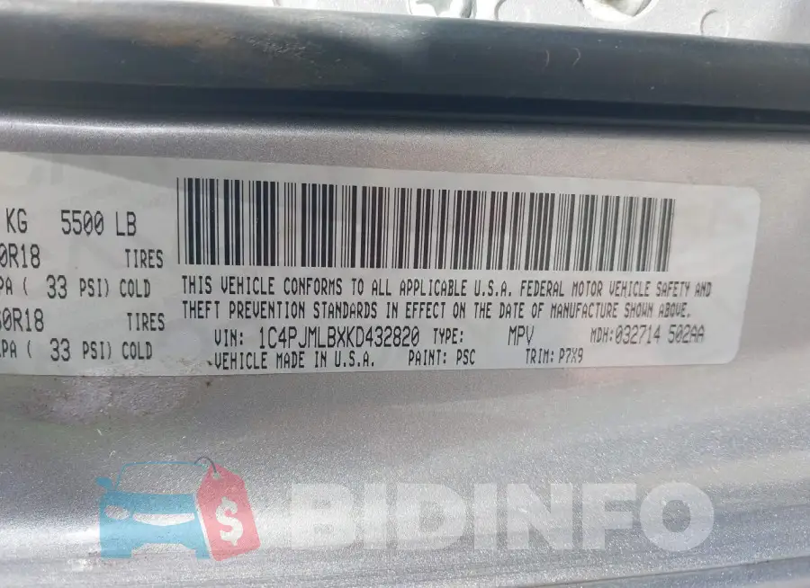 1C4PJMLBXKD432820 Photo# 9