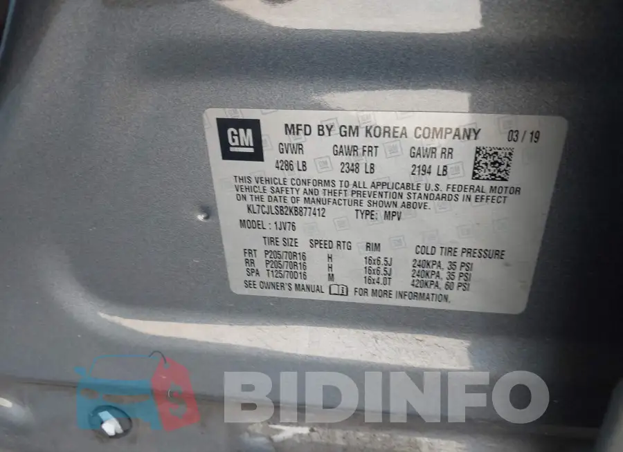 KL7CJLSB2KB877412 Photo# 9