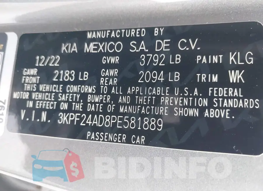 3KPF24AD8PE581889 Photo# 9