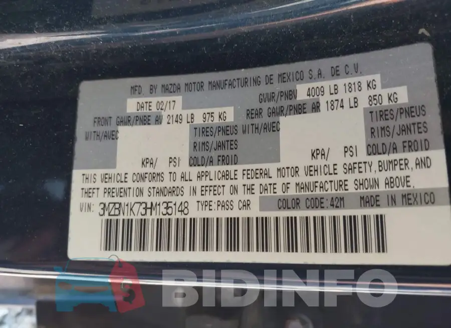 3MZBN1K73HM135148 Photo# 9