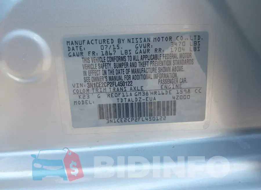3N1CE2CP2FL450122 Photo# 9