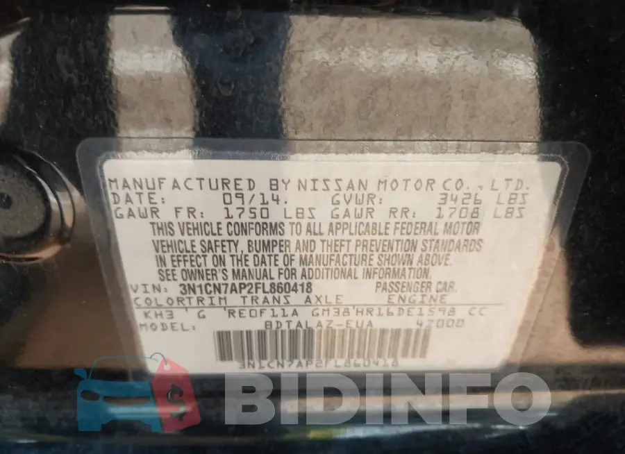 3N1CN7AP2FL860418 Photo# 9