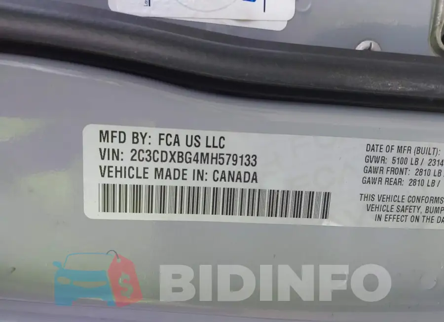 2C3CDXBG4MH579133 Photo# 9