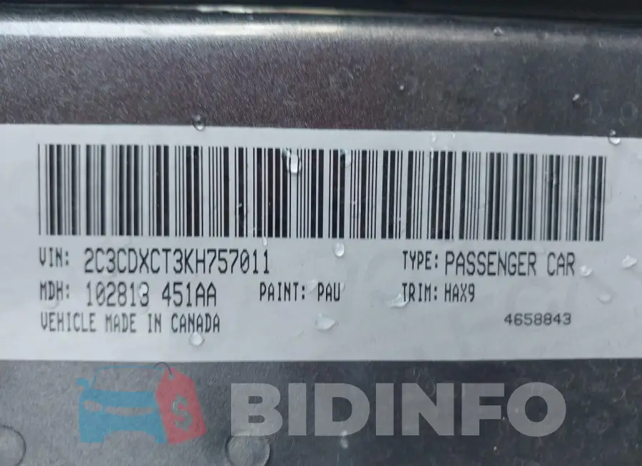 2C3CDXCT3KH757011 Photo# 9