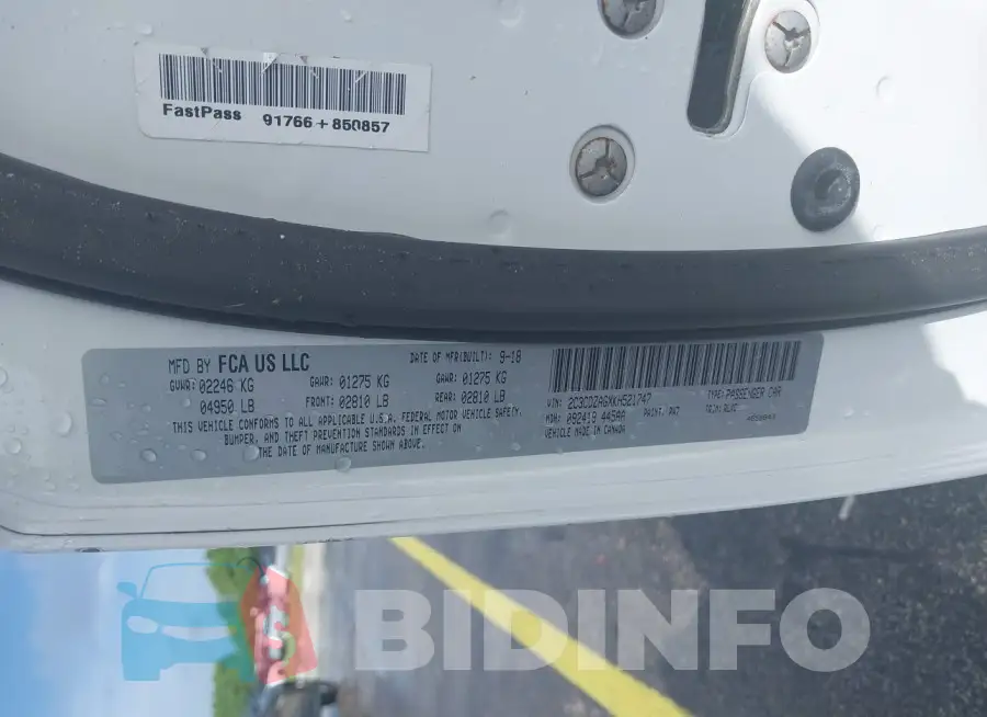 2C3CDZAGXKH521747 Photo# 9