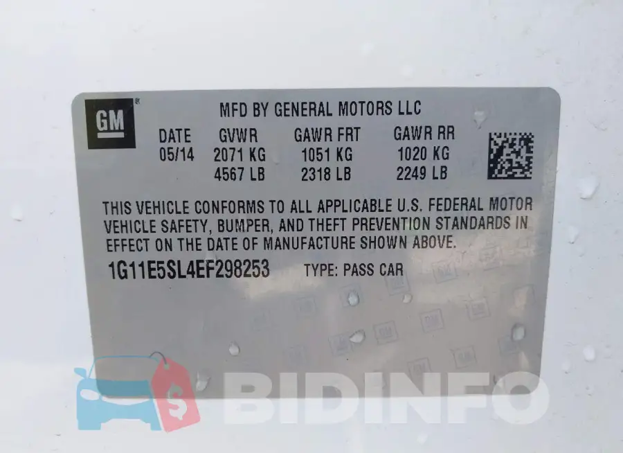 1G11E5SL4EF298253 Photo# 9