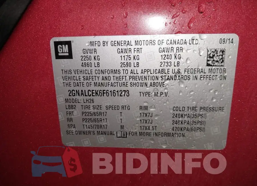2GNALCEK6F6161273 Photo# 9