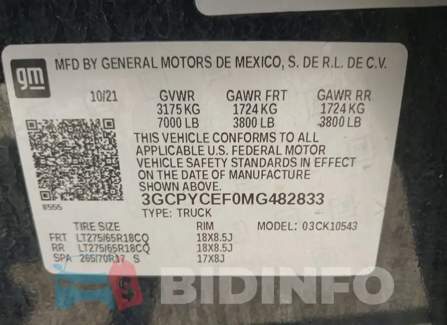 3GCPYCEF0MG482833 Photo# 9