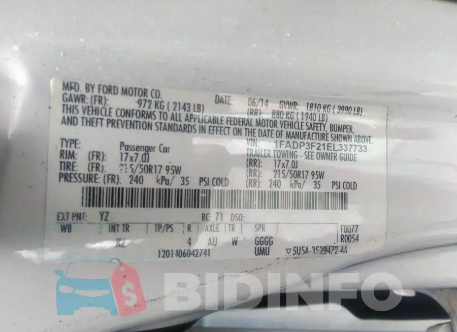 1FADP3F21EL337733 Photo# 9