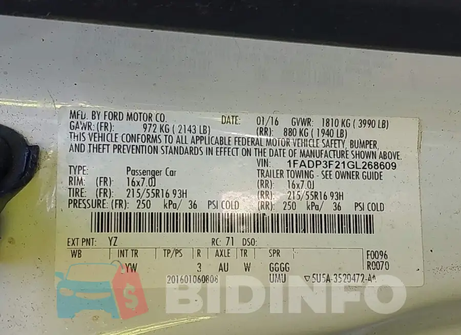 1FADP3F21GL268609 Photo# 9