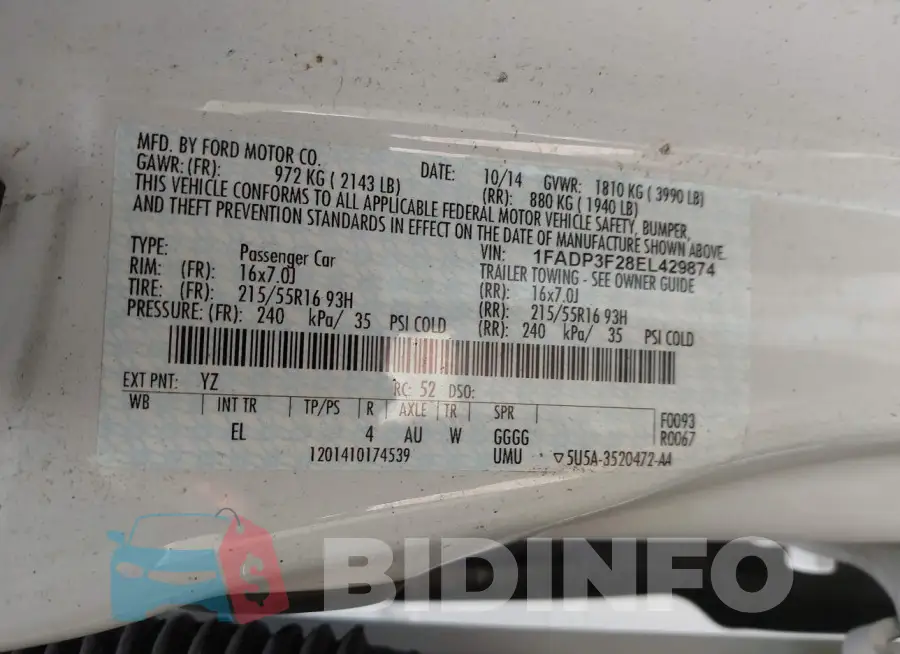 1FADP3F28EL429874 Photo# 9