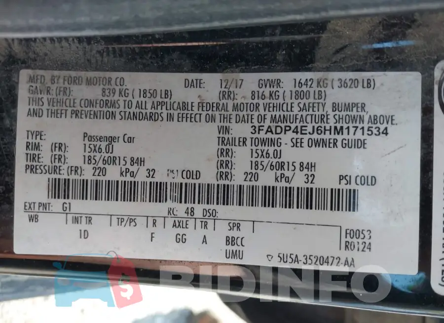 3FADP4EJ6HM171534 Photo# 9