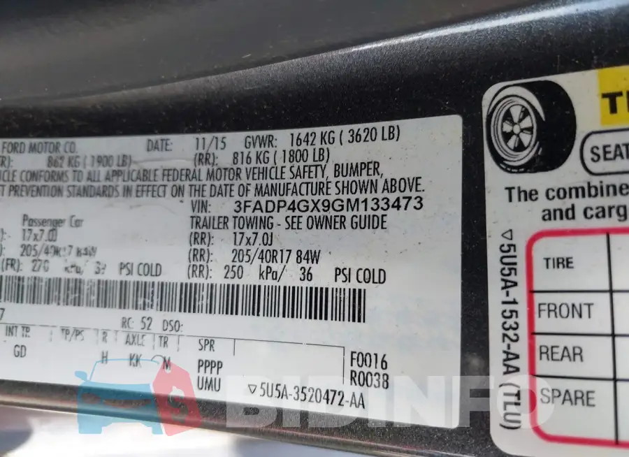 3FADP4GX9GM133473 Photo# 9